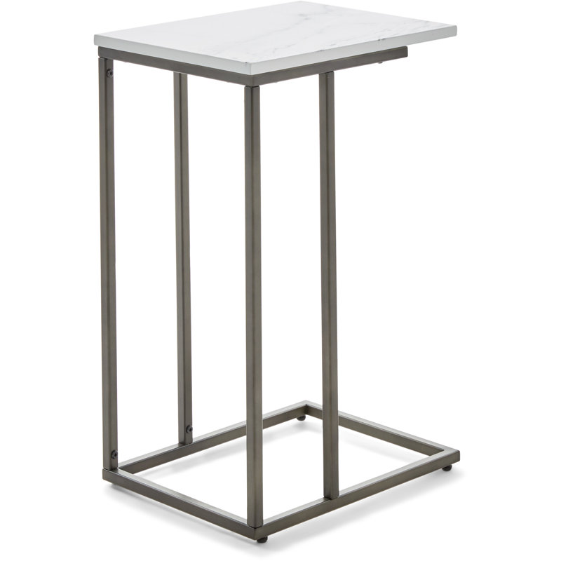 Table C moderne avec base en métal Serta Harton, Blanc