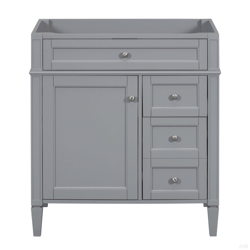 Meuble-lavabo de salle de bain sans lavabo supérieur, armoire de rangement moderne avec 2 tiroirs et un tiroir basculant, 30"