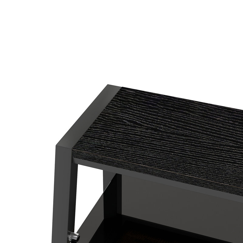 Meuble télé avec plateau de rangement en bois, Noir
