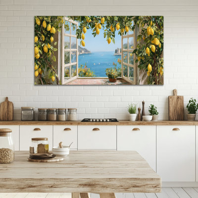 Art mural citron, toile de cuisine murale citron, art mural italien, affiche de fruits méditerranéen, photos de cuisine pour impressions murales sur toile 16 po x 32 po