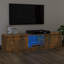 Meuble télé vidaXL avec lumières DEL chêne fumé 140 x 40 x 36 cm-255835172-265150428