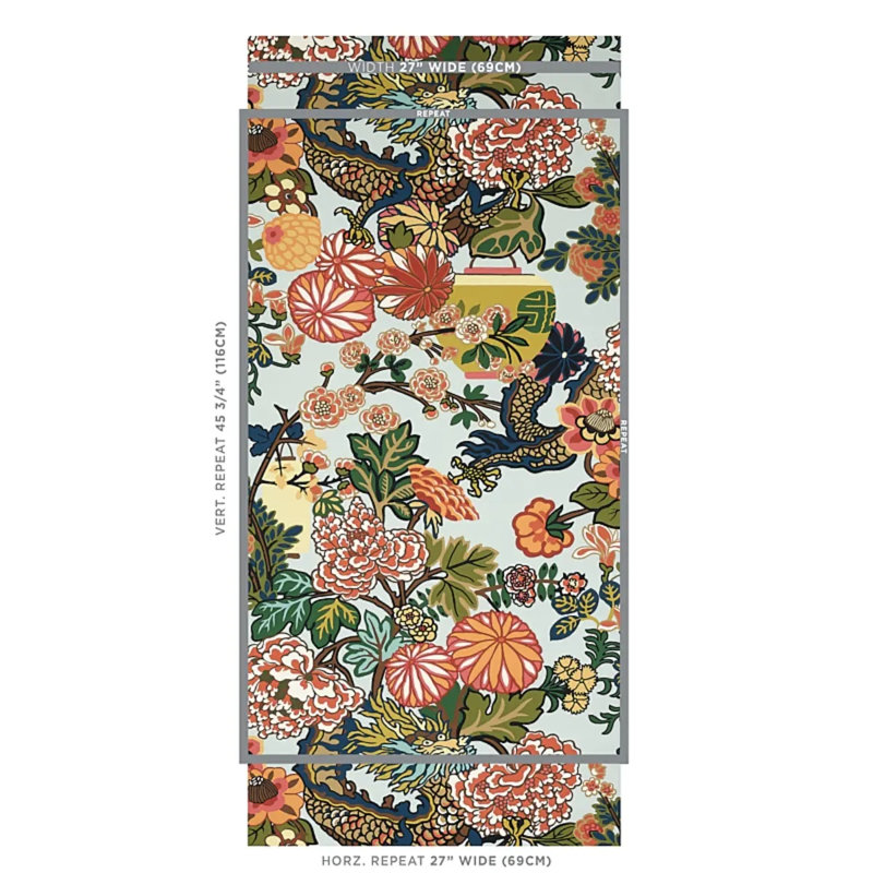 Chiang Mai Dragon Wallpaper, Aquamarine