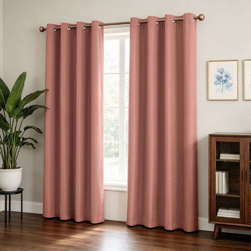 Paire de rideaux occultant 100% coton brossé avec œillets (2 panneaux), L 52 po x L 84 po, Argile