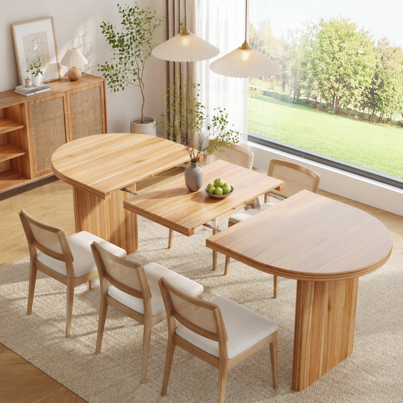55.12"-70.87" Extendable Dining Table with removable extension leaves