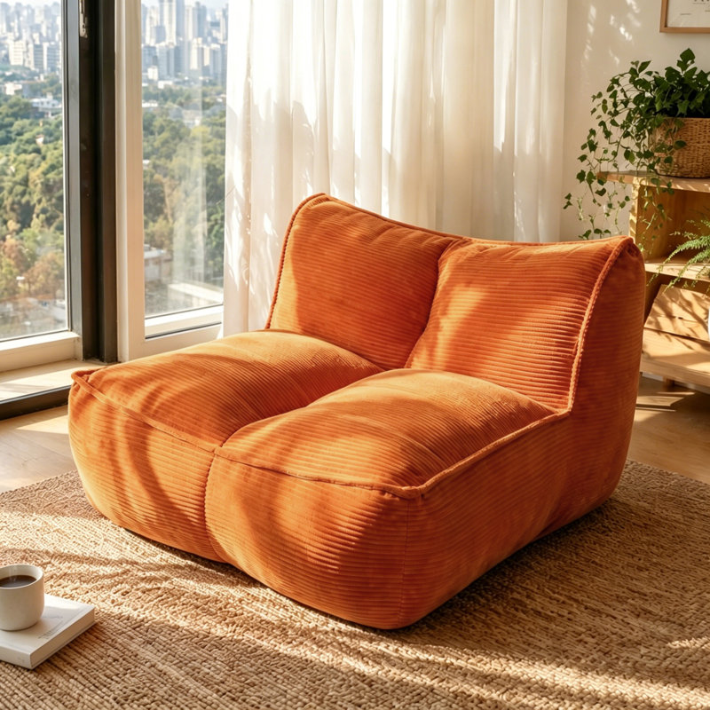 Compression Sofas, Orange Corduroy Compact Modern Lounge for Home Dorm