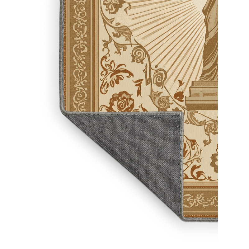 Soft Plush Collier Statue Of Liberty Classic Oriental Area Rug in Brown – Gray Binding, 3x5