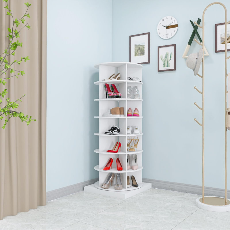 28 Pair Shoe Rack, 64.96" H x 24" W x 24" D, White