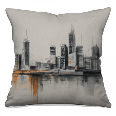 Urban Sketch Cityscape Double Sided Throw Pillows