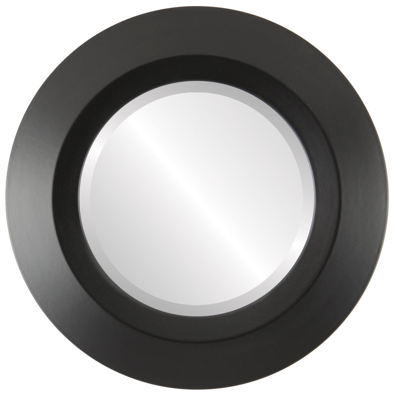 Royalton Wood Flat Wall Mirror, 19" H x 19" W, Matte Black