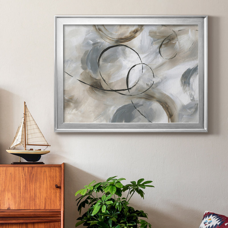 Allegro - Peinture sur toile encadrée, Argent, H 30,5 po x l 42,5 po x P 1,5 po
