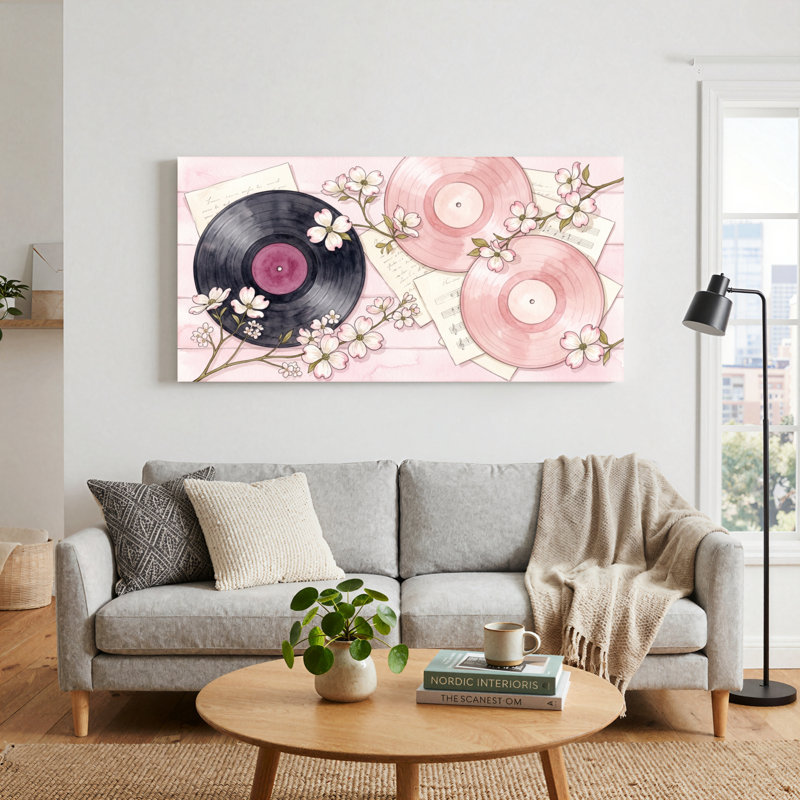 Ensemble de 1 tableau mural en vinyle à motif de fleurs sur toile, L 58 po x H 28 po, Toile tendue