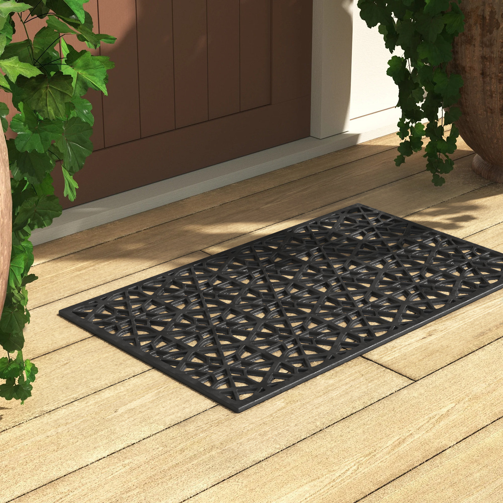 Mohawk Home Entryway Door Mat 2' x 3' All Weather Doormat Outdoor Non Slip  Recycled Rubber, Black Squares