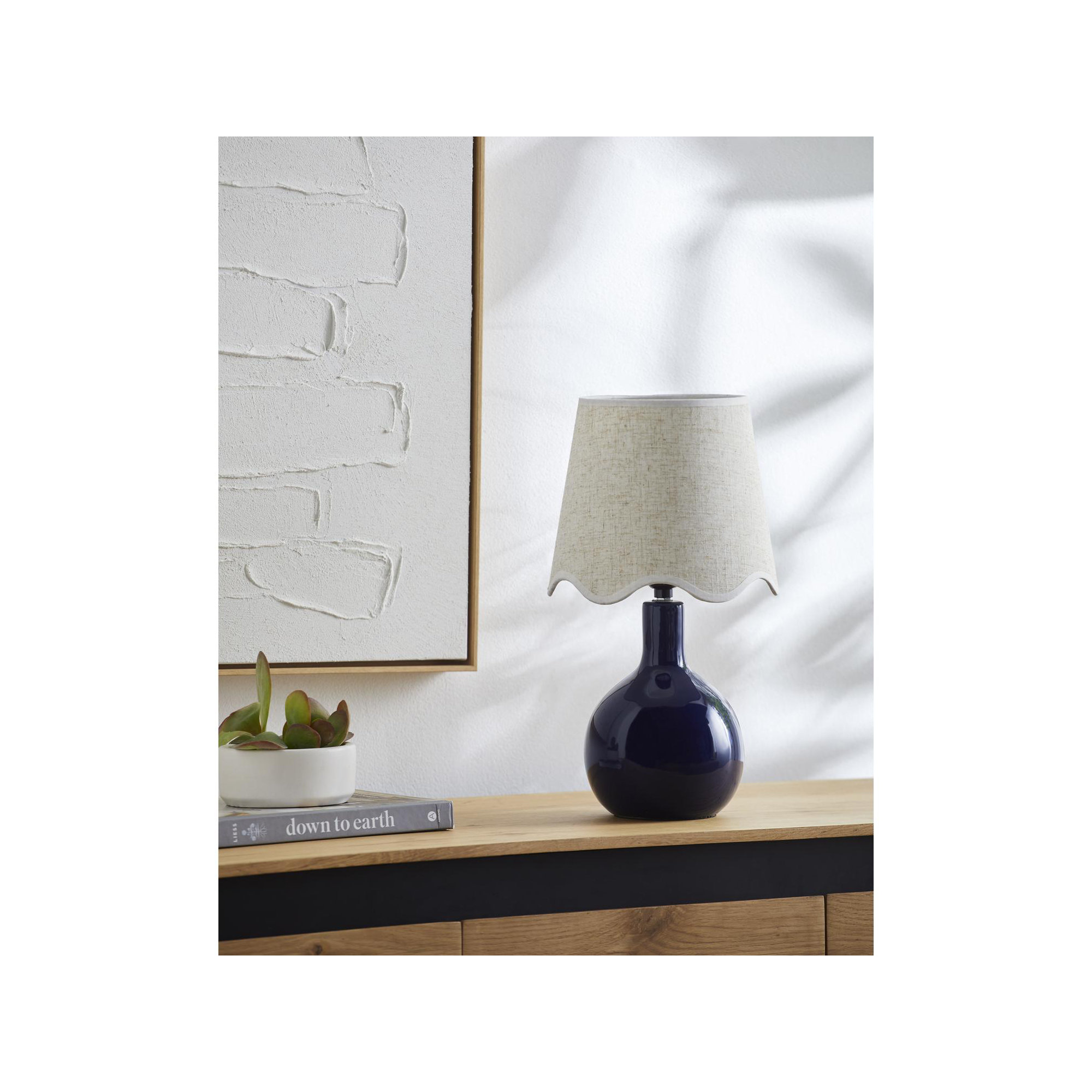 Maura Accent Table Lamp, 15"H x 9"W x 9"D, Beige, Navy