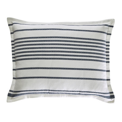 Coussin Belize blanc et bleu marine