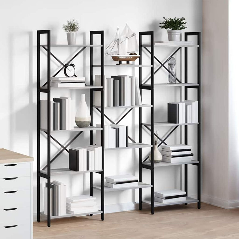 167cm H x 156cm W Steel Bookcase, Grey