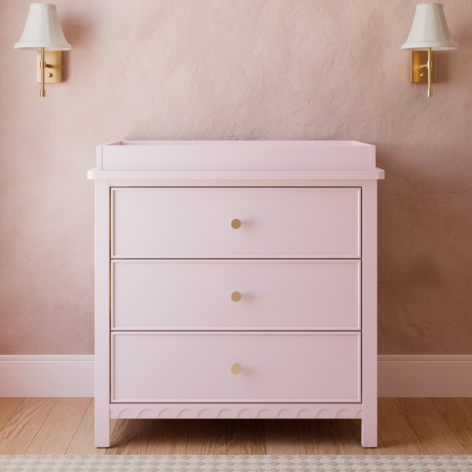 Sasha 3-Drawer Changing Table Dresser, Blush