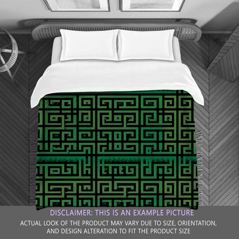 Machine Printed Comforter, Twin Comforter, Black/Green Geometric