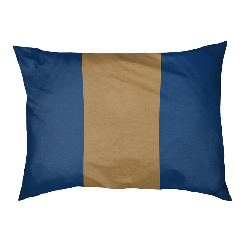 Coussin rectangulaire designer Kansas City, Bleu royal / doré / bleu royal, Petit (L 18 po x l 28 po)
