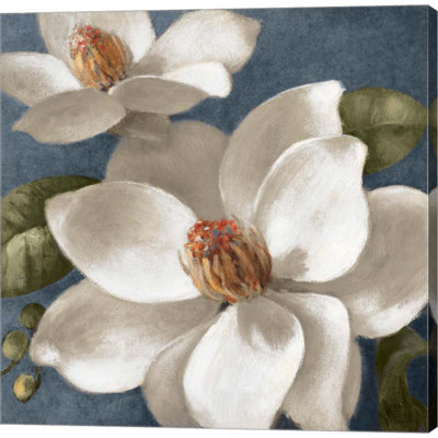 «Magnolias on Blue I» par Lanie Loreth - reproduction d'art sur toile tendue