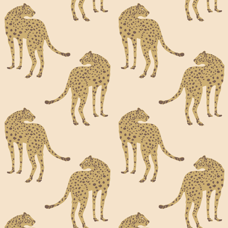 Prowling Cheetah - Wallpaper, Scarlet Chase, Faux Grasscloth