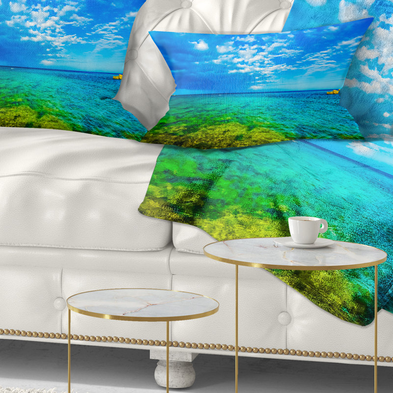 Coussin pittoresque «Seashore» bleu vert