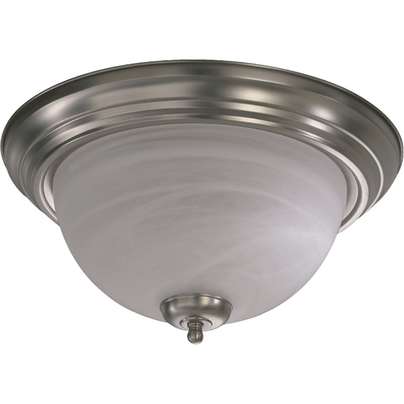 Voelker Glass Flush Mount, 6.75" H x 15.5" W x 15.5" D, Satin Nickel