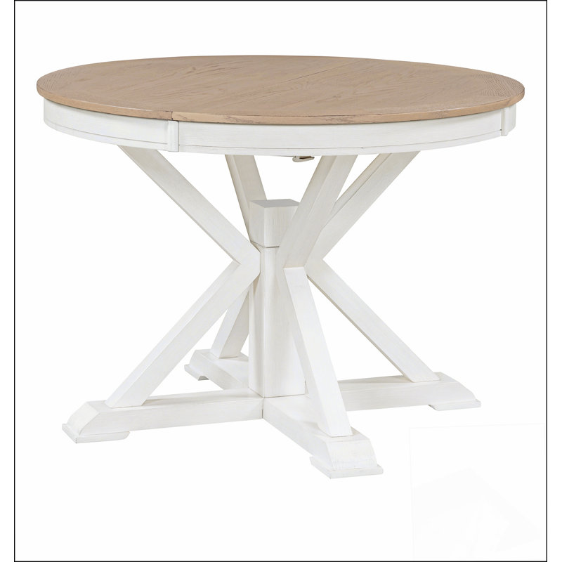 Table de salle à manger extensible fonctionnelle avec rallonge pour la salle à manger et le salon, Chêne bois naturel / blanc