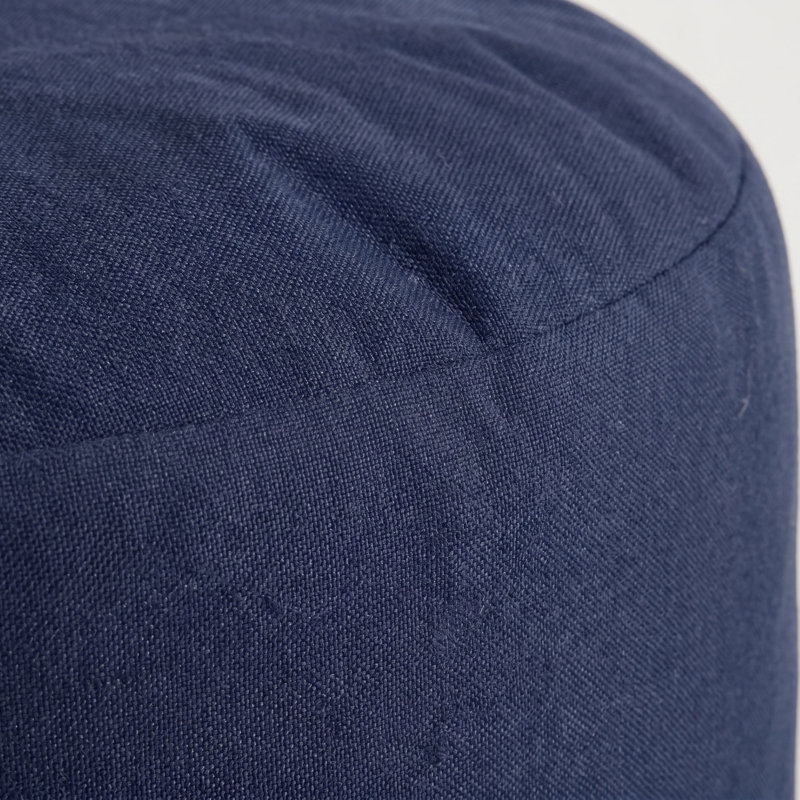 Goku 20" Round Bean Bag Pouf Ottoman, Water-Repellent, Navy