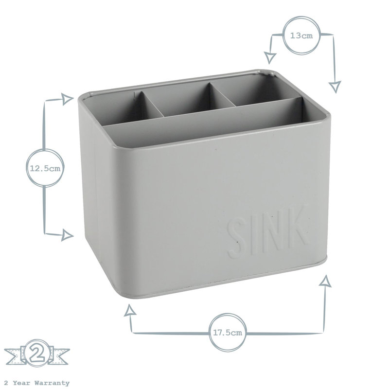 Harbour Housewares - Vintage Metal Sink Tidy, Grey