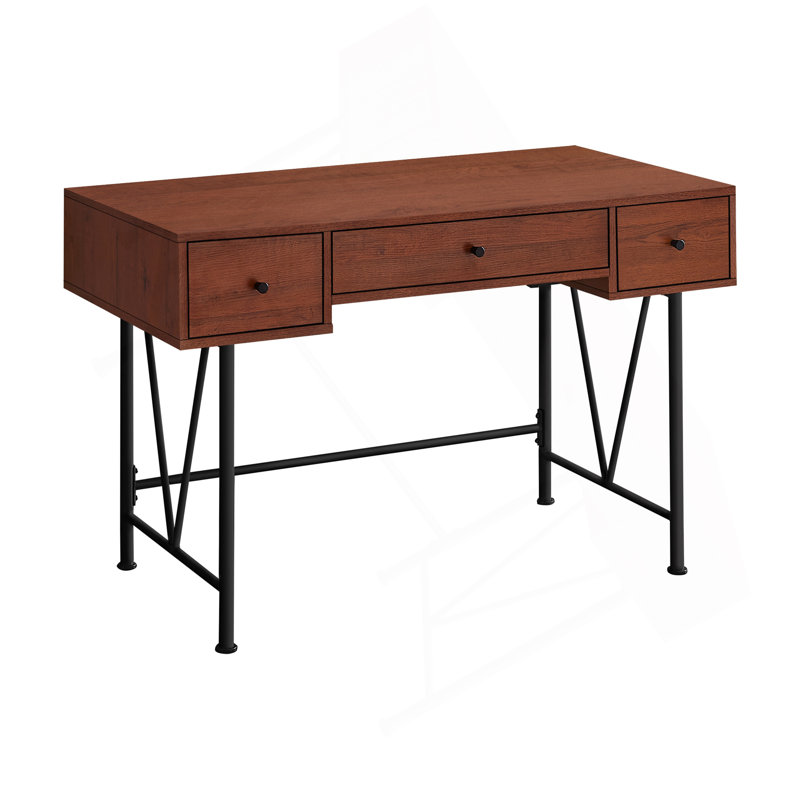 Bureau d'ordinateur transitionnel, bureau rectangulaire avec tiroirs de rangement, Cerisier