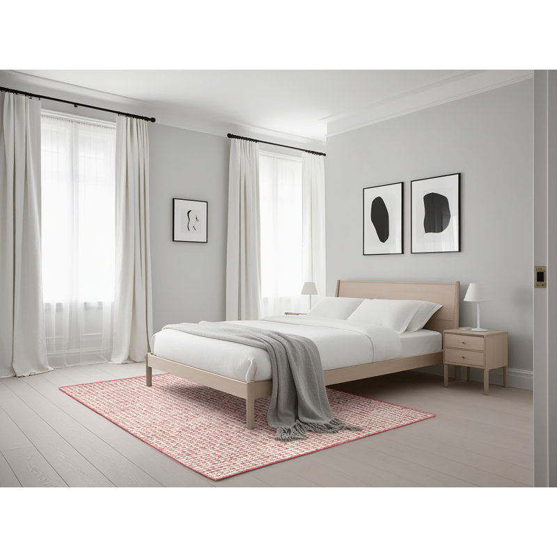 Tapis abstrait rouge / beige, Rectangle 5 pi x 7 pi