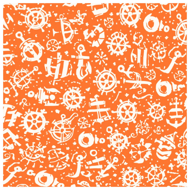 Orange Nautical Icons Blankets, 50in W x 60in H