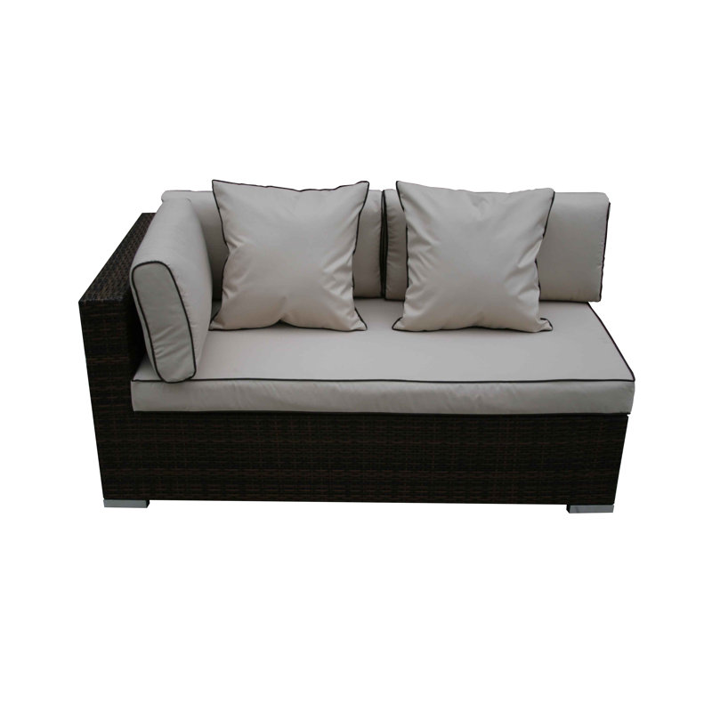 Tessa 6 Seater Rattan Corner Sofa Set with Cushion, Chocolate/Cream