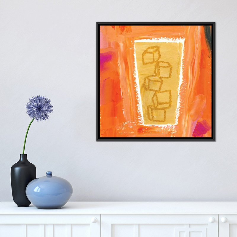 " Coffee Cubes " by Sara Franklin, 18" H x 18" W x 1.5" D, Black Framed Canvas, No Mat