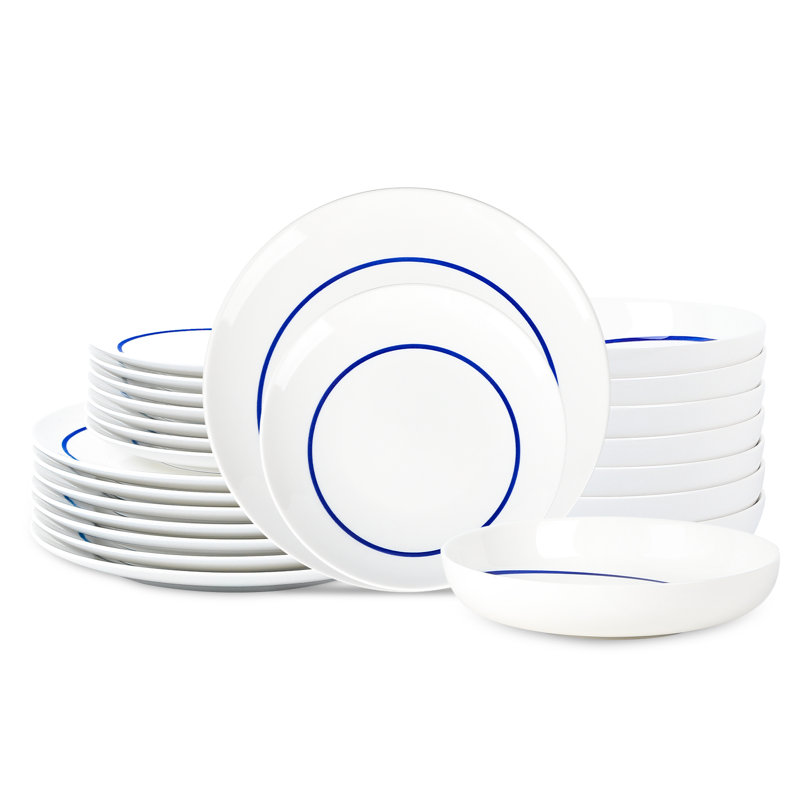 Stone Lain Luna 24-Piece Dinnerware Set Porcelain, Blue