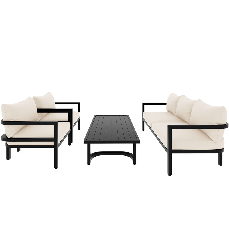 Ensemble de canapé d'extérieur multi-personnes en acier, Beige