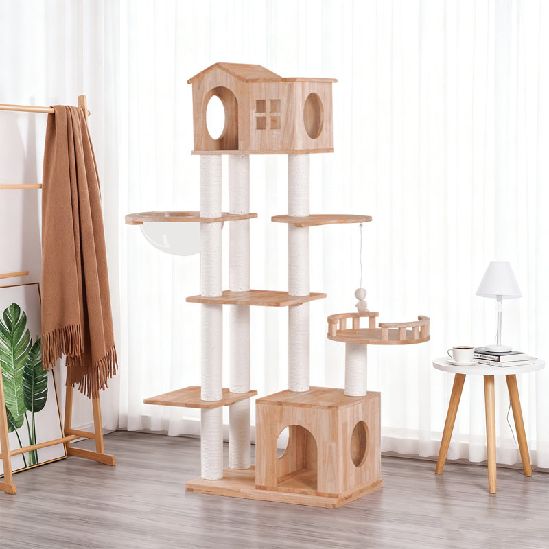 Arbre à chat multifonctionnel en bois massif