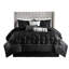 Édredon 7 pièces noir pour très grand lit - 2 taies décoratives, 3 coussins décoratifs, 1 édredon, jupe de chambre à coucher luxueuse lavable à la machine-124523539-124523538