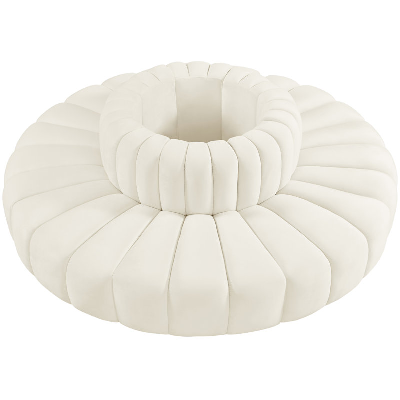 Hite Upholstered Curved Sectional Reversible, Cream Velvet