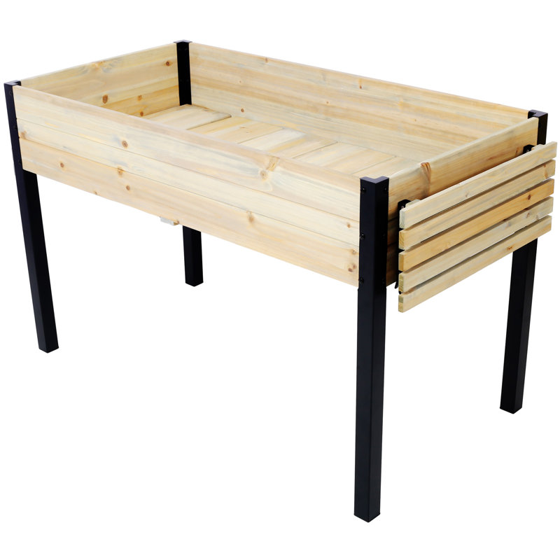 Raised Garden Bed, 29.5" H x 62.5" W x 23.6" D, Black/Natural