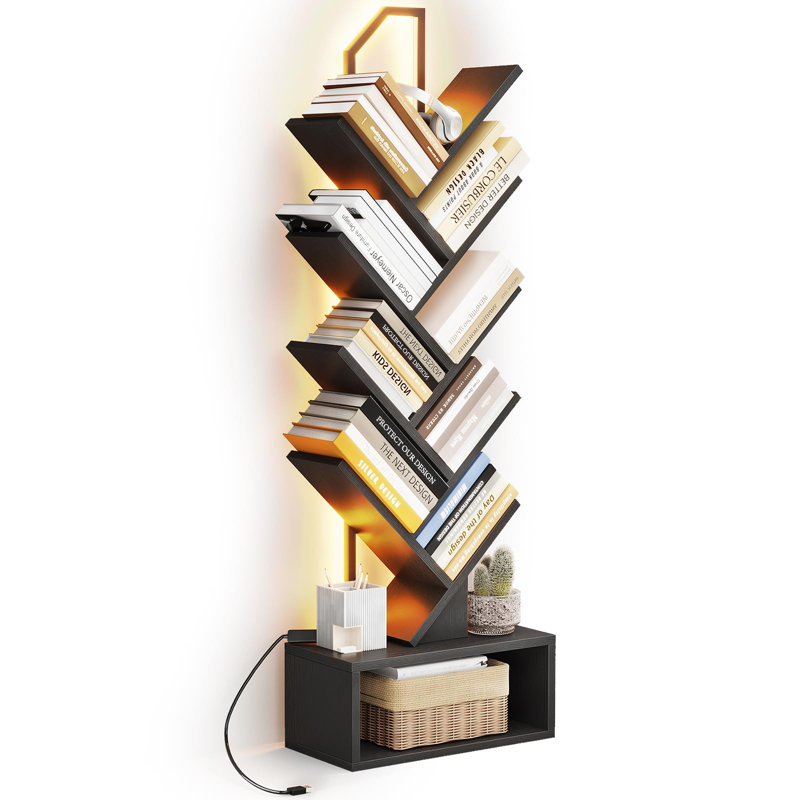 114.5 cm H x 40 cm W Geometric Bookcase, Black