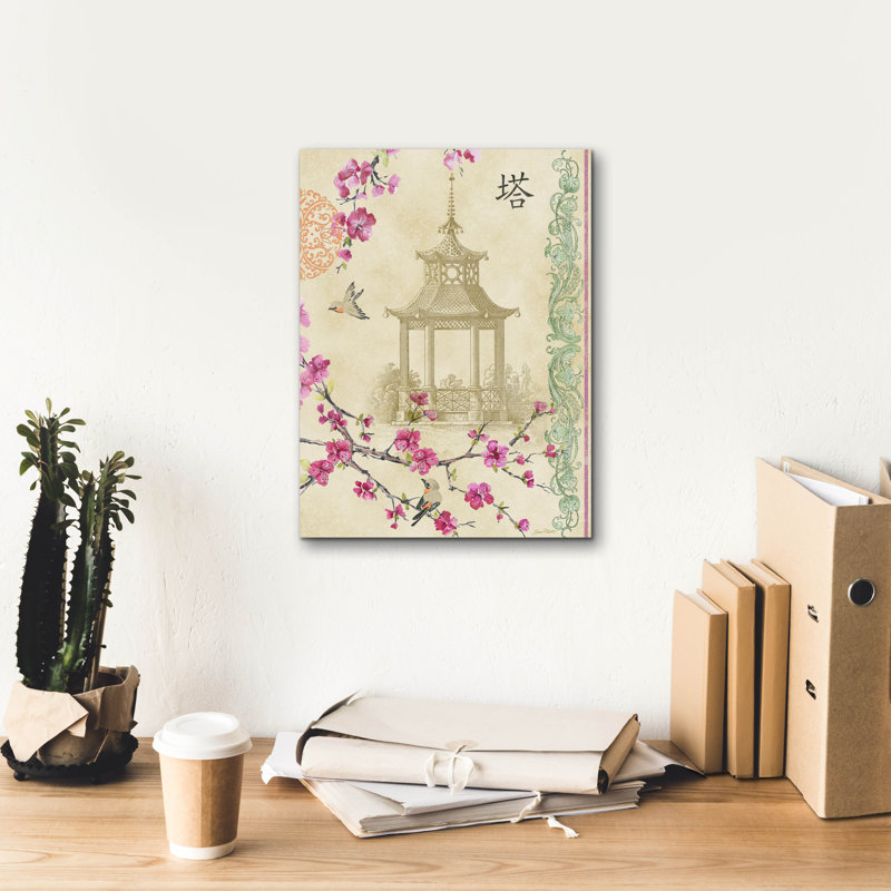 «Jp2327 Cherry Blossoms» par Jean Plout, art mural sur toile, H 16 po x l 12 po x P 0,75 po