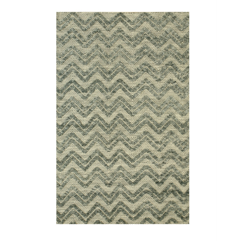 Tapis vert kaki en laine fabriqué à la main Hendrickson