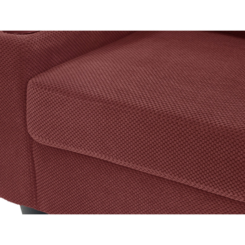 Chaise longue rembourrée avec dossier réglable et rangement dissimulé, Red