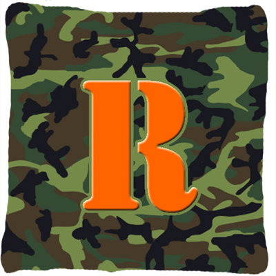 Monogramme initiale Camo intérieur/extérieur Throw Pillow