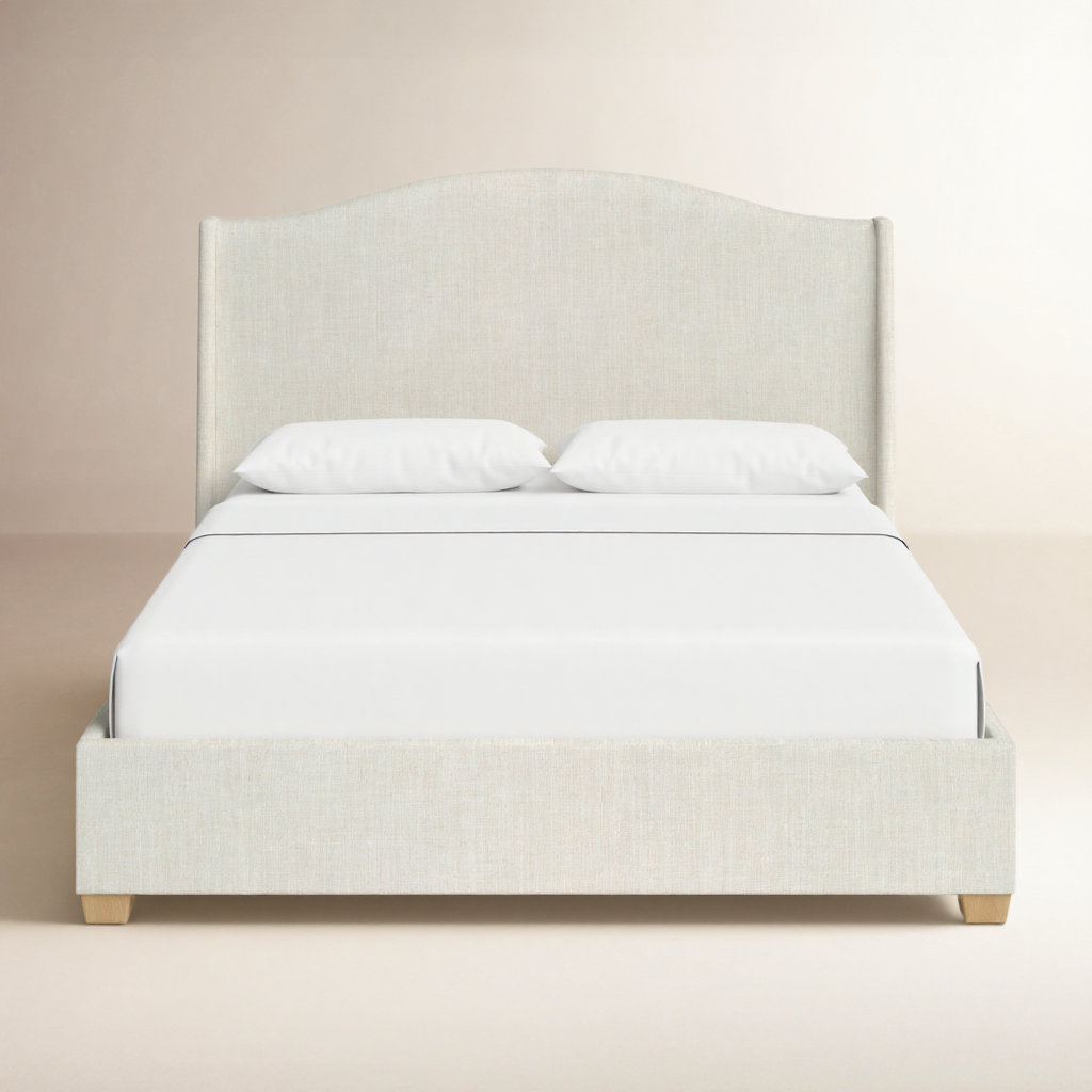 Allis Upholstered Wingback Bed, Queen, Classic Talc Linen