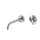 Acquaco Linki Round Wall Mount Two-Hole Single Handle Bathroom Lavatory Faucet with 6-3/4'' Spout Reach