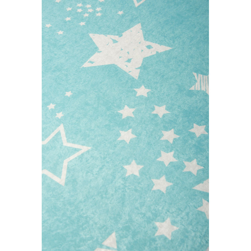 Tapis rectangulaire bleu en velours tissé à la machine Randel, Rectangle 3 pi 3 po x 5 pi 3 po