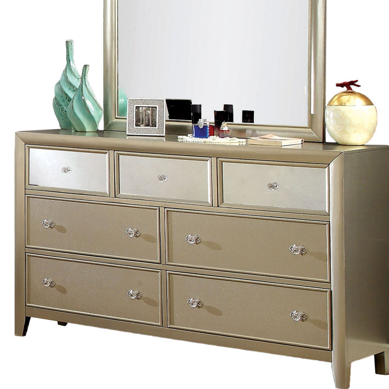 Commode 7 tiroirs avec miroir Haiqah