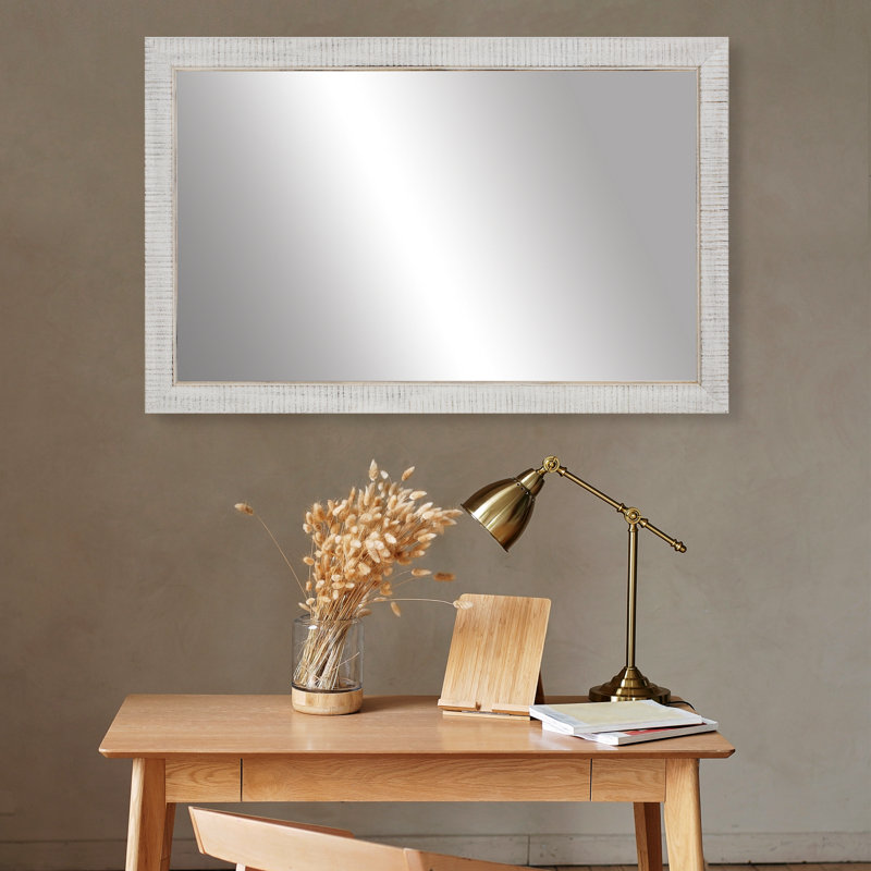 Corvallis Wood Framed Wall Mirror with Safety Backing Ideal for Bathroom Mirror & Vanity Mirror, 20" x 36", Antique White